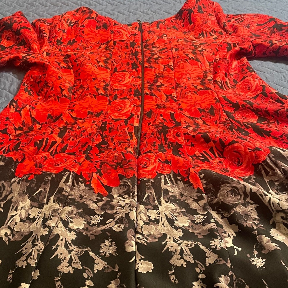 Floral Red and Black Dress